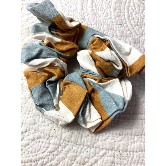 Set Of 4 Colorful Hair Scrunchies Cotton & Satin Mix * Elastic Accessories - Picture 2 of 5